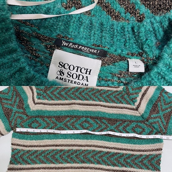 Scotch & Soda Metallic Fair Isle Sweater Wool Alpaca Blend - Picture 8 of 10